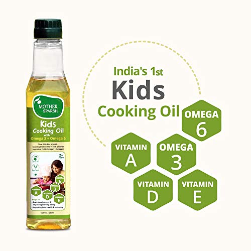 Product Cover Mother Sparsh India'S First Kids Cooking Oil - Source of Omega 3 and Omega 6 with Vitamin A and D I Premium Quality Blended Oil Fortified with Vitamins, 250 ml