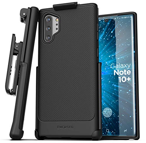 Product Cover Encased Galaxy Note 10 Plus Belt Clip Case (Thin Armor) Slim Grip Cover with Holster (Samsung Note 10+) Black