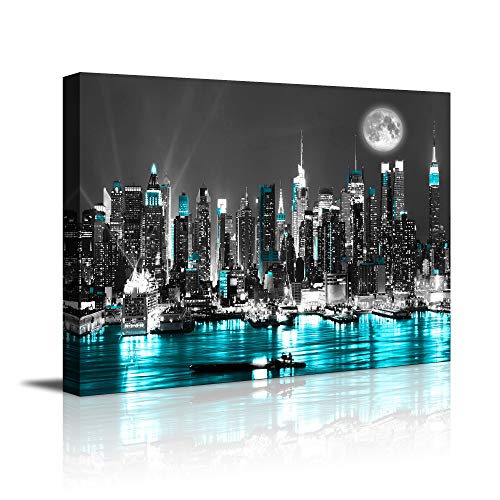 Product Cover canvas wall art blue sea New York paintings Wall Art,Black and White Stretched wall art for bedroom artwork Canvas Art Prints, 12