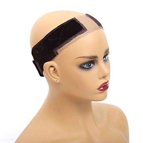 Product Cover Flexible Lace Wig Grip Band Wig Elastic Bands Women Hair Scarf Velvet Comfort Head Band Adjustable Hook and Loop Fastener with 1 Wig Cap (Brown)