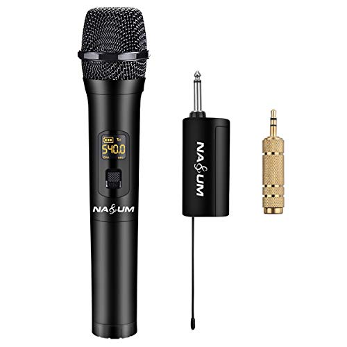 Product Cover NASUM Wireless Karaoke Microphone, UHF Handheld Wireless Mic with 1/4'' Input Rechargeable Receiver, Professional Dynamic Cordless Microphone for Singing, Karaoke, Speech, Wedding, Church, Classroom