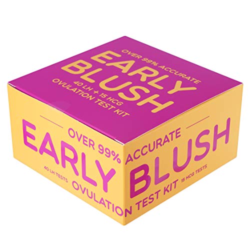 Product Cover Early Blush Ovulation and Pregnancy Test Kit - Box of 40 LH and 15 HCG Level Predictor Strips - Best Period and Fertility Tracking Urine Tests for Early Home Detection - Easy to Use, Fast Response