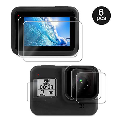 Product Cover Deyard Screen Protector for GoPro Hero 8, Ultra Clear Tempered Glass Screen Protector + Tempered Glass Lens Protector + HD Front Display Lens Protector Compatible with GoPro Hero 8 Black - 6 pcs