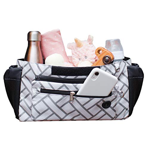Product Cover Cozy Care Baby Stroller Organizer with Cup Holders, Easy Installation Change Mat Baby Shower Gift Secure Fit Extra Storage Universal Stroller Organizer Non-slip For Uppababy Vista Cruz Baby Jogger