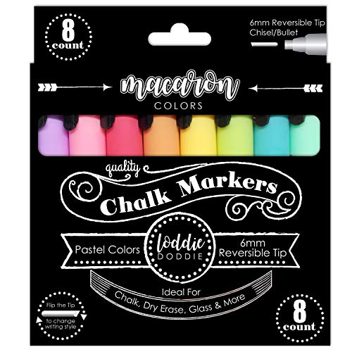 Product Cover Loddie Doddie 8ct Chalk Markers- Macaron Pastel Colors for use on Chalk, Dry Erase and Glass surfaces
