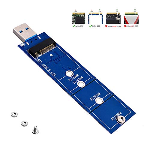 Product Cover JESOT M.2 to USB Adapter, B Key M.2 SSD to USB 3.0 Reader Card, NGFF SATA Converter Support SATA Based SDD 2230 2242 2260 2280 No Cable Needed