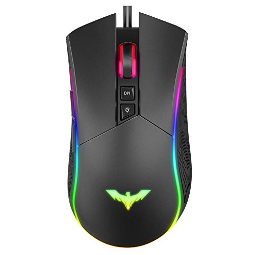 Product Cover Havit RGB Gaming Mouse Wired Programmable Ergonomic USB Mice 4800 DPI 7 Buttons & 7 Color Backlit for Laptop PC Gamer Computer Desktop