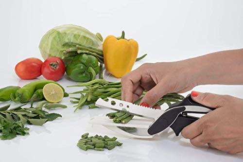 Product Cover HEMIZA Zamkar Trades 4-in-1 Stainless Steel Vegetables/Leaf Cutter Kitchen Knife with Cutting Board, Bottle Opener with Spring Action Comes and Locking Hinge (Black)