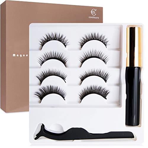 Product Cover Coolours Magnetic Eyeliner With Magnetic Eyelashes, Magnetic Eyelashes Kit False Lashes 4 Style with Tweezers