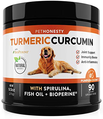 Product Cover PetHonesty Turmeric Curcumin for Dogs - Arthritis Hip & Joint Supplement Soft Chews with Turmeric, BioPerine, Fish Oil & Coconut for Joint Pain Inflammation Relief - Digestive & Immune Health