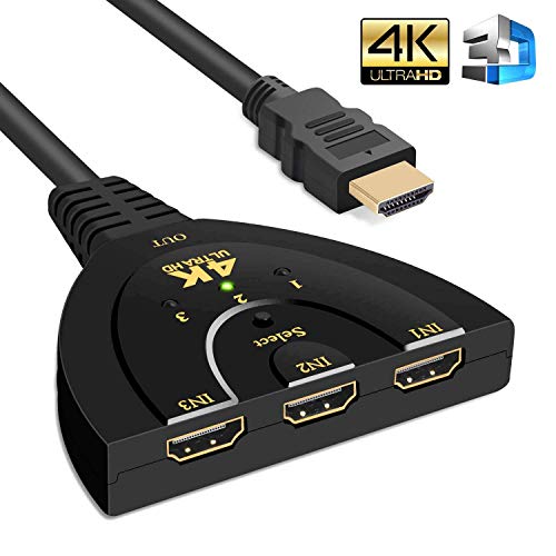Product Cover ESnipe Mart® 3 Port HDMI 4 K 1.4V Version Switch Splitter with Pigtail Cable for Fire Stick, Xbox One, PS3, 4, TV (Black)