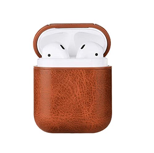 Product Cover AirPods Case Cover, Leather Case Cover for AirPods, PU Leather Portable Protective Shockproof Cover for Apple AirPods 2 & 1 (Brown)