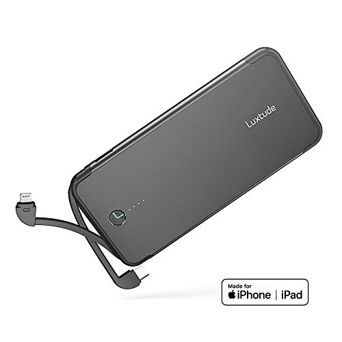 Product Cover Luxtude PowerEasy Upgraded, 10000mAh iPhone Portable Charger with Built in Lightning Cable [MFi Certified] and Micro USB Cable, 18W Power Delivery Power Bank for iPhone 11/11 Pro/X/XS/8/7 and More...