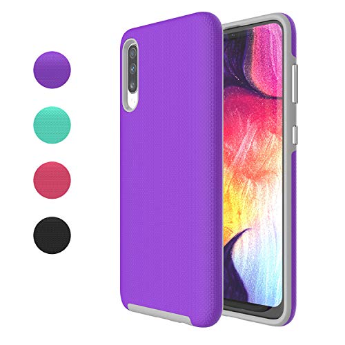 Product Cover Ownest Compatible Samsung Galaxy A50 Case Non-Slip Anti-Fall Dual Layer 2 in 1 Hard PC TPU with Protection Lightweight for Samsung Galaxy A50(6.4 Inch)-(Purple-3)