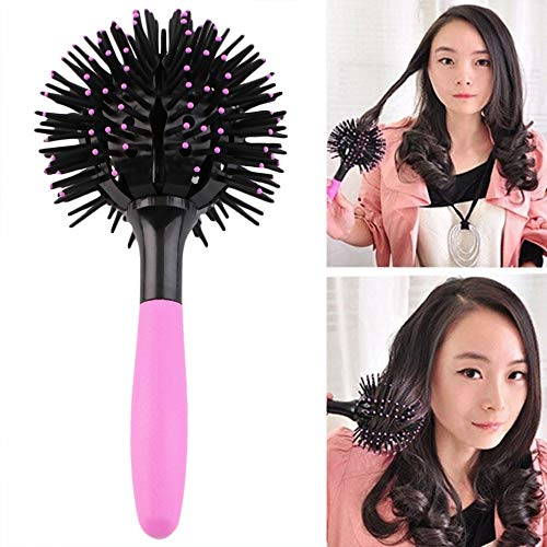 Product Cover Babyily 3D Spherical Comb Curl Full Round Pink Hot Curling Styling Brush for Women