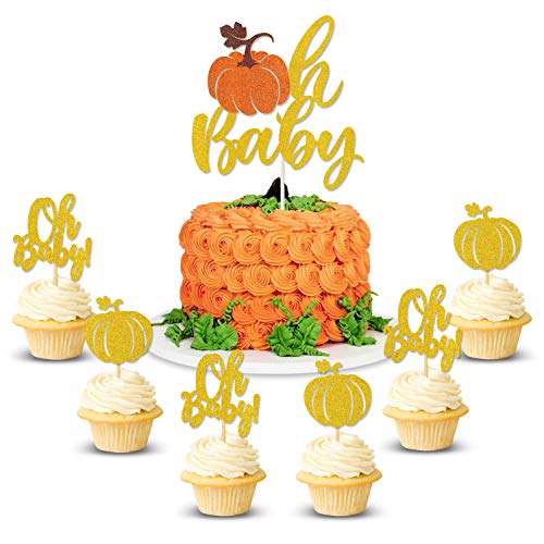 Product Cover Pumpkin Oh Baby Cake Cupcake Topper Baby Shower Fall Theme Party Decorations Gender Reveal Supplies