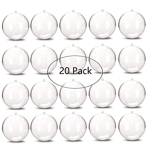Product Cover OJYUDD 20 Pack 80mm Round Clear Plastic Ball Ornaments,Great for Wedding Birthday Christmas Halloween Crafting DIY Ornaments and Many Occasions