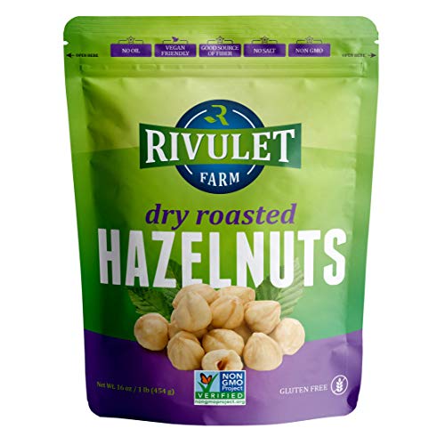 Product Cover Dry Roasted Hazelnuts by Rivulet Farm - 16oz - Unsalted - Tasty & Snacks for Keto, Paleo, or Vegetarian Diet - Nutritious Non-GMO Toasted Filberts Hazel Nut Snack - Avellanas Tostadas