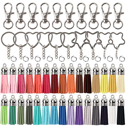 Product Cover Quefe 150pcs Key Chain Tassels Kit with Key Rings Bulk, Key Hooks and Jump Rings for Keychain Crafts Jewelry Making