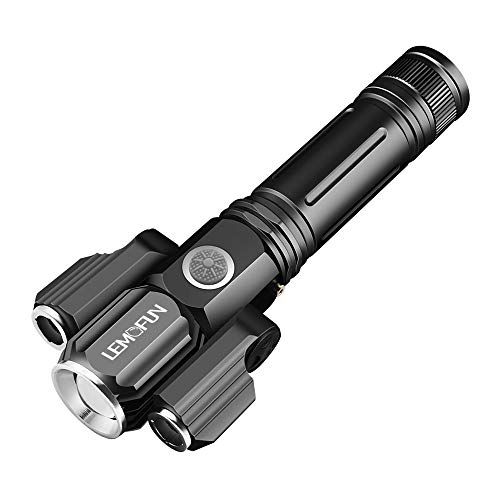 Product Cover LED Tactical Flashlights High Lumens - 18650 Rechargeable Flashlight - 1000 Lumen Super Bright Light with 3 Bulbs, Zoomable, IP65 Water Resistant, 4 Modes - CREE Flashlight for Camping Emergency