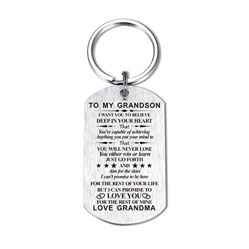 Product Cover Inspirational Gift for Grandson Granddaughter from Grandma Grandpa I Want You to Believe Keychain for Birthday