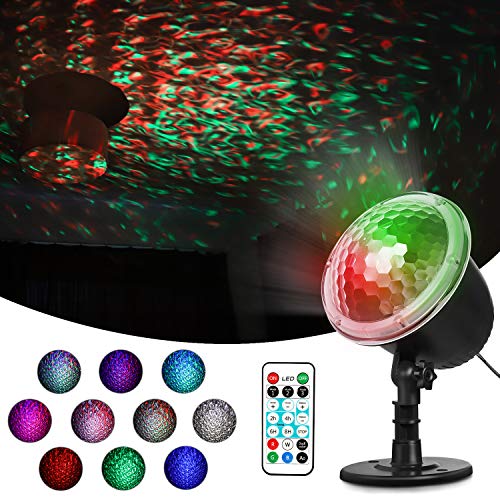 Product Cover Sawpy Colorful Automatically Moving Water Wave led Projector, 4 in 1 LED 6W Decorations Projection Lamps for Waterproof Outdoor Indoor Wedding Party Holiday Disco, Night Club Bar Pub, New Year Party