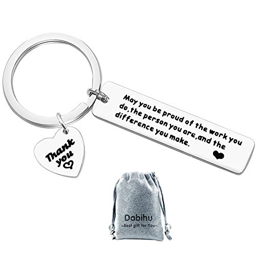 Product Cover Dabihu Thank You Gift Appreciation Jewelry Make a Difference Keychain Stainless Steel Keyring Gift for Volunteer Appreciation Coach Mentor,Employee Gift Social Worker Jewelry
