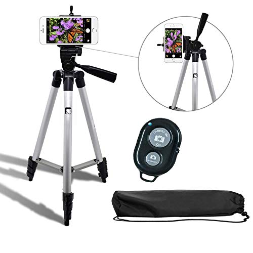 Product Cover Syvo Adjustable Aluminium Alloy Tripod Stand Holder for Mobile Phones & Camera, 360 mm -1050 mm, 1/4 inch Screw + Mobile Holder Bracket & Shutter Remote Controller