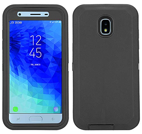 Product Cover Annymall Galaxy J7 2018 Case, Heavy Duty Shockproof Defender Armor Protective Cover with Built-in Screen Protector for Samsung J7 2018/ Galaxy J7 Aero/ J7 Refine/ J7 Star/ J7 Crown(2018) (Black)