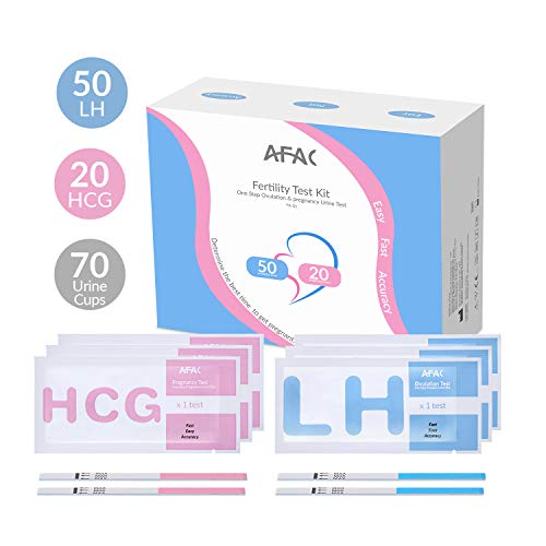 Product Cover AFAC 50 Ovulation Test Strips, 20 Pregnancy Test Strips with 70 Urine Cups, 70 Count Individually Wrapped, Urine Test Strips (50LH + 20HCG + 70CUPS)