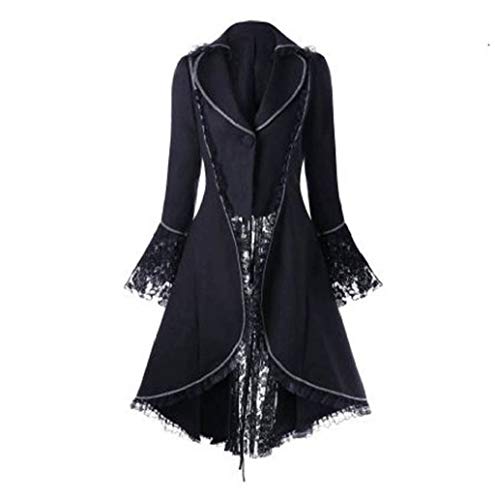 Product Cover Women's Winter Vintage Gothic Tailcoat Long Sleeve Steampunk Jacket Tuxedo Coat Wedding Uniform Sopzxclim Black