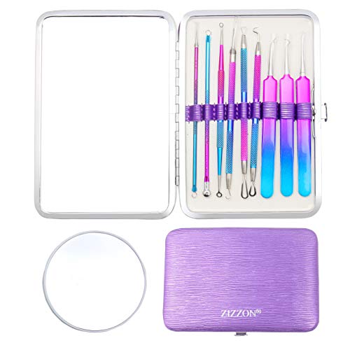 Product Cover ZIZZON Blackhead Remover Kit Pimple Comedone Extractor Tool Set Treatment for Blemish, Zit, Acne Whitehead Tweezers Kit with 10X Magnifying Mirror