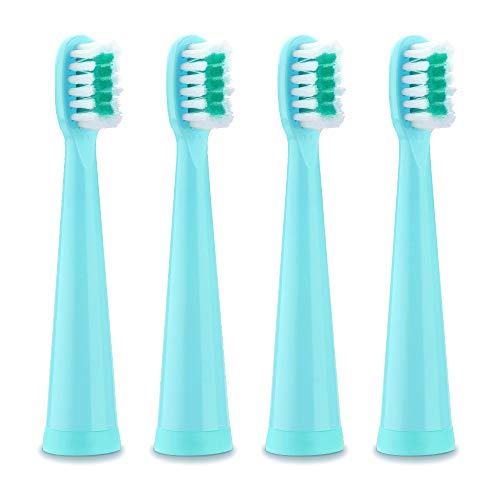 Product Cover Kids Electric Toothbrush Replacement Heads - 7x More Plaque Removal, End-rounded 3D Curved Soft Bristles, Gentle & Efficient Clean Teeth, Perfect for Kid Small Mouth, Blue (4 Pack)