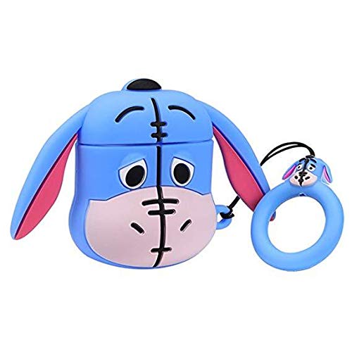 Product Cover Lalakaka Compatible with Airpods 1/2 Cute Case,3D Cartoon Character Silicone Animal Airpod Designer Skin Kawaii Funny Fun Cool Ring Design Cover Air pods Cases for Kids Teens Girls Boys(eeyore Donkey)