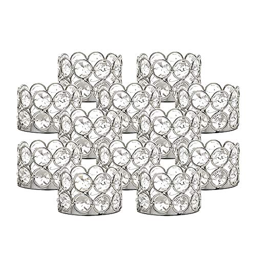 Product Cover VINCIGANT Silver Crystal Tea Light Candle Holders Set of 12 for Christmas Wedding Home Table Centerpiece Decoration (Candle Excluded)