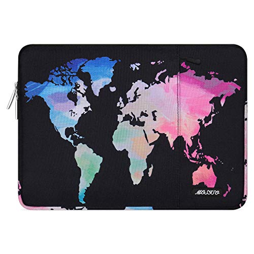 Product Cover MOSISO Laptop Sleeve Bag Compatible with 13-13.3 inch MacBook Pro, MacBook Air, Notebook Computer, Vertical Style Water Repellent Polyester Protective Case Cover with Pocket, Black World Map