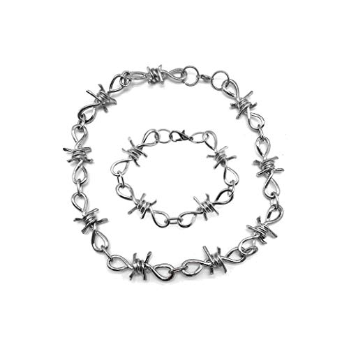 Product Cover ballboU-1 Set Men's Punk Gothic Alloy Barbed Wire Brambles Necklace Bracelet