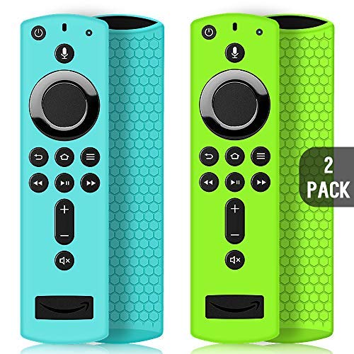 Product Cover 2 Pack Remote Case/Cover for Fire TV Stick 4K,Protective Silicone Holder Lightweight Anti Slip Shockproof for Fire TV Cube/3rd Gen All-New 2nd Gen Alexa Voice Remote Control-Turquoise,Green