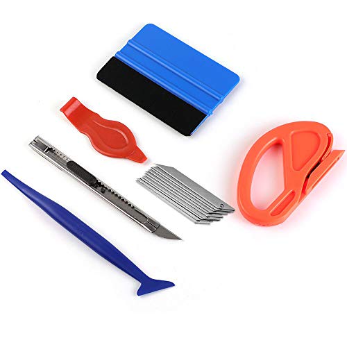 Product Cover Car Vinyl Wrap Tool kit Including Felt Squeegee,Edge trimmer,MIni Soft Corner Squeegee,Retractable Kinfe and 10pcs Kinfe Blades for Installing Auto wraps and Car Stickers (kit1)