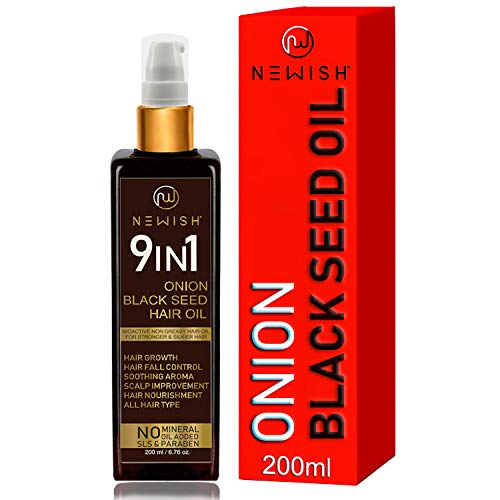 Product Cover Newish Onion Black Seed Hair Oil for Hair Growth for Men and Women (Kalonji Oil) Dandruff & Hairfall Control 200 ml