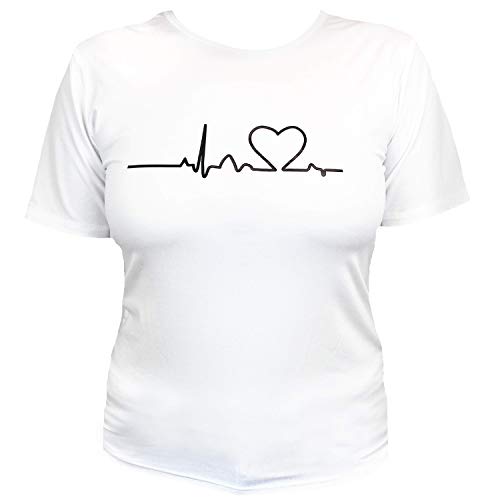 Product Cover PrimeSons Women's Casual T-Shirt Love Heartbeat O-Neck Letter Printed Top Tees White