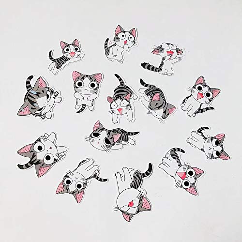 Product Cover Cute Cat Laptop Stickers Vinyl - 14 Pack Cartoon Decals Cartoon Waterproof Suitable for Water Bottle Car Motorcycle Bicycle Bumper Skateboard Helmet Luggage Phone Case Decoration Gift [No-Duplicate]