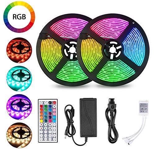 Product Cover Tomshine LED Strip Lights 32.8ft Waterproof IP65 300 LEDs with Remote Control 10m Color Changing RGB SMD 5050 Rope Lights for KTV Bedroom Kitchen TV Decor Lighting 2 Pack