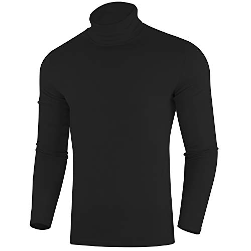 Product Cover ZIOLOMA Mens Casual Slim Fit Pullover Sweaters Long Sleeve Knitted Turtleneck Black