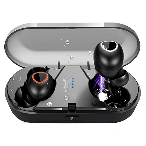 Product Cover Wireless Earbuds,Simlux Bluetooth 5.0 Headphones TWS Easy-Pair 3D Noise Canceling in-Ear Built-in Mic Earphones,Waterproof Sports Bluetooth Headset with Charging Case(Black)