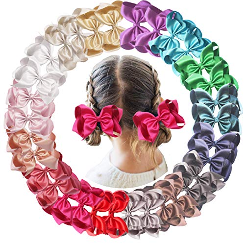 Product Cover 30PCS Baby Girls Hair Bows Clips Glitter Grosgrain Ribbon 4.5Inch Hair Bows Alligator Hair Clips for Girls Toddlers Kids In Pairs