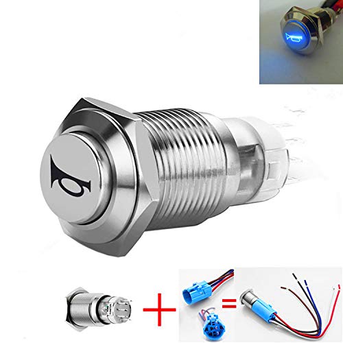Product Cover Viping Car Horn Button Switch momentary Push Button Switch 12V 16mm LED On/Off Switch Reset Switch Button Metal momentary Speaker Horn Switch Power Metal Toggle Switch Car Boat Motorcycle DIY Switch