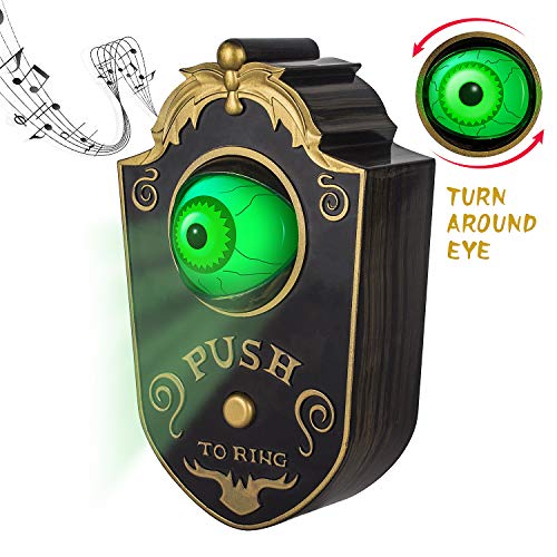 Product Cover Sler Halloween Decoration for Indoor & Outdoor, Animated Lightup Talking Eyeball Doorbell for Animatronic Halloween Decor, Trick or Treat Event for Kids, Haunted House Halloween Party Prop Decoration