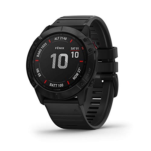 Product Cover Garmin Fenix 6X Sapphire, Premium Multisport GPS Watch, features Mapping, Music, Grade-Adjusted Pace Guidance and Pulse Ox Sensors, Dark Gray with Black Band