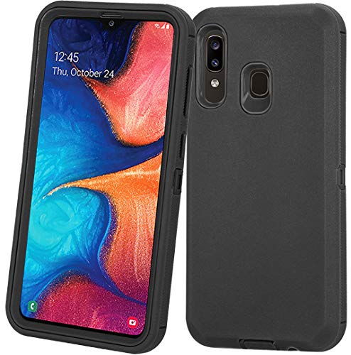 Product Cover Annymall Samsung Galaxy A20 Case,Galaxy A30 Case,Galaxy A50 Case, Heavy Duty [with Built-in Screen Protector] Shockproof Defender Armor Protective Cover for Samsung Galaxy A20/A30/A50 (Black)